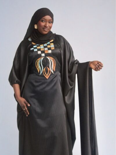 Black African Batwing with Embroidery