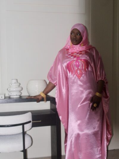 Pink African Batwing with Embroidery